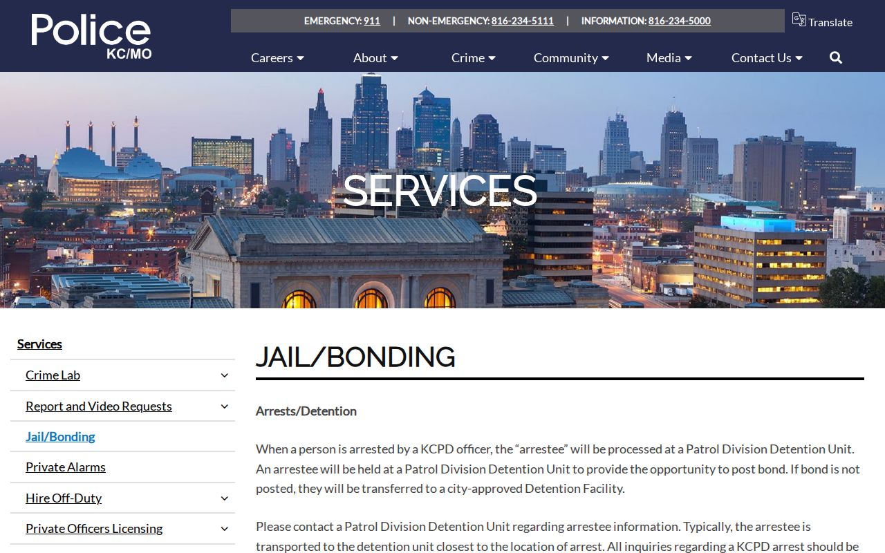 KCPD arrest detention and bonding path for Clay County records